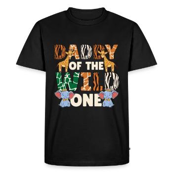 Papa Of The Wild One Birthday Zoo Theme Safari - Men's Premium Organic T-Shirt - black - Front - Nico (187cm)