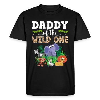 Papa Of The Wild One Birthday Zoo Theme Safari - Men's Premium Organic T-Shirt - black - Front - Nico (187cm)