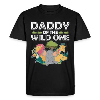Papa Of The Wild One Birthday Zoo Theme Safari - Men's Premium Organic T-Shirt - black - Front - Nico (187cm)