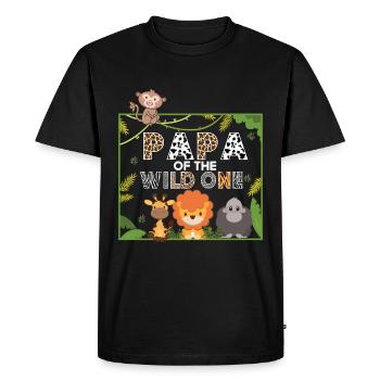 Papa Of The Wild One Birthday Zoo Theme Safari - Men's Premium Organic T-Shirt - black - Front - Nico (187cm)