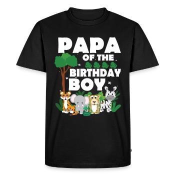 Papa Of The Wild One Birthday Zoo Theme Safari - Men's Premium Organic T-Shirt - black - Front - Nico (187cm)