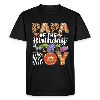 Papa Of The Wild One Birthday Zoo Theme Safari - Men's Premium Organic T-Shirt - black - Front - Nico (187cm)