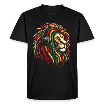 Lion jamaïcain Reggae Root Lion Judah Rasta - T-shirt Premium bio Homme - noir - Devant - Nico (187cm)