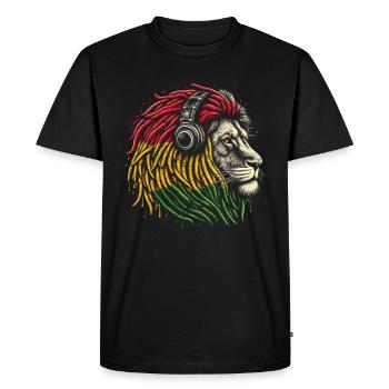 Lion jamaïcain Reggae Root Lion Judah Rasta - T-shirt Premium bio Homme - noir - Devant - Nico (187cm)