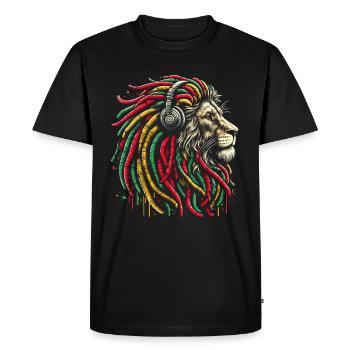 Lion jamaïcain Reggae Root Lion Judah Rasta - T-shirt Premium bio Homme - noir - Devant - Nico (187cm)