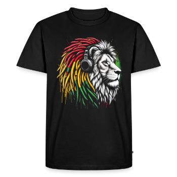 Lion jamaïcain Reggae Root Lion Judah Rasta - T-shirt Premium bio Homme - noir - Devant - Nico (187cm)