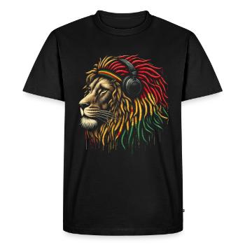 Lion jamaïcain Reggae Root Lion Judah Rasta - T-shirt Premium bio Homme - noir - Devant - Nico (187cm)