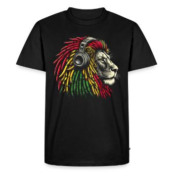 Lion jamaïcain Reggae Root Lion Judah Rasta - T-shirt Premium bio Homme - noir - Devant - Nico (187cm)