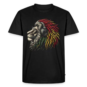 Lion jamaïcain Reggae Root Lion Judah Rasta - T-shirt Premium bio Homme - noir - Devant - Nico (187cm)