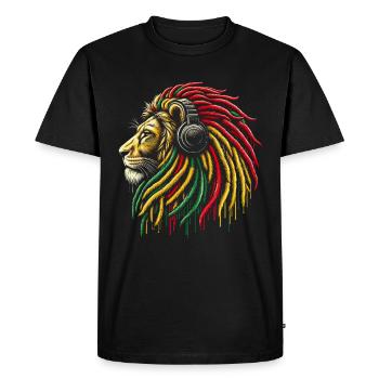 Lion jamaïcain Reggae Root Lion Judah Rasta - T-shirt Premium bio Homme - noir - Devant - Nico (187cm)