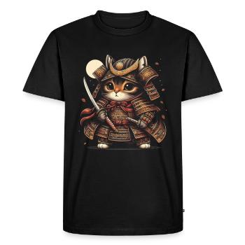 Japonais Samouraï Cat Warrior Retro Ninja - T-shirt Premium bio Homme - noir - Devant - Nico (187cm)