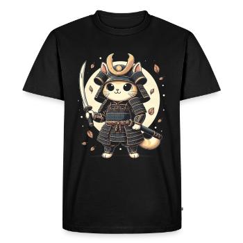 Japonais Samouraï Cat Warrior Retro Ninja - T-shirt Premium bio Homme - noir - Devant - Nico (187cm)