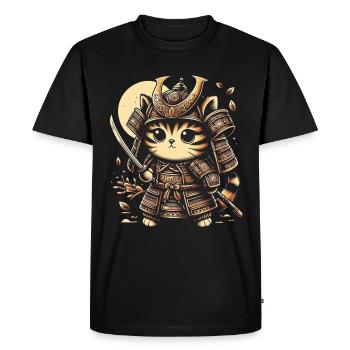 Japanese Samurai Cat Warrior Retro Ninja - Men's Premium Organic T-Shirt - black - Front - Nico (187cm)