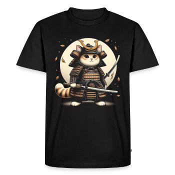 Japonais Samouraï Cat Warrior Retro Ninja - T-shirt Premium bio Homme - noir - Devant - Nico (187cm)