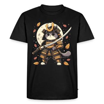 Japonais Samouraï Cat Warrior Retro Ninja - T-shirt Premium bio Homme - noir - Devant - Nico (187cm)