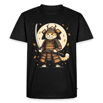 Japonais Samouraï Cat Warrior Retro Ninja - T-shirt Premium bio Homme - noir - Devant - Nico (187cm)