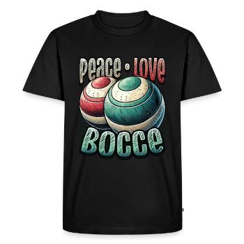 Peace Love Boccia - Éventails de Boccia Style Vintage - T-shirt Premium bio Homme - noir - Devant - Nico (187cm)