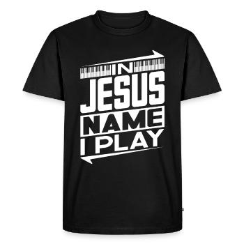 Piano Christian Music Jesus Pianist God - Men's Premium Organic T-Shirt - black - Front - Nico (187cm)