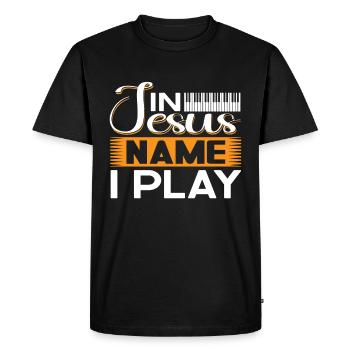 Piano Christian Music Jesus Pianist God - Men's Premium Organic T-Shirt - black - Front - Nico (187cm)