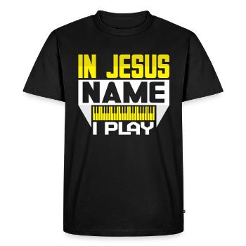Piano Christian Music Jesus Pianist God - Men's Premium Organic T-Shirt - black - Front - Nico (187cm)
