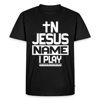 Piano Musique chrétienne Jésus Pianiste Dieu - T-shirt Premium bio Homme - noir - Devant - Nico (187cm)