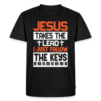 Piano Christian Music Jesus Pianist God - Men's Premium Organic T-Shirt - black - Front - Nico (187cm)
