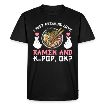 Ramen et K-Pop Marchandise Kawaii Finger Heart - T-shirt Premium bio Homme - noir - Devant - Nico (187cm)
