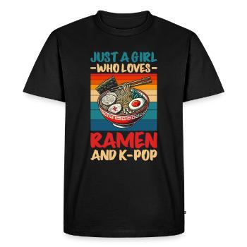 Ramen et K-Pop Marchandise Kawaii Finger Heart - T-shirt Premium bio Homme - noir - Devant - Nico (187cm)