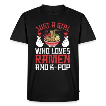 Ramen et K-Pop Marchandise Kawaii Finger Heart - T-shirt Premium bio Homme - noir - Devant - Nico (187cm)