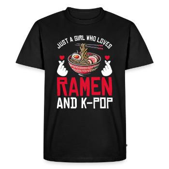 Ramen et K-Pop Marchandise Kawaii Finger Heart - T-shirt Premium bio Homme - noir - Devant - Nico (187cm)