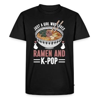 Ramen et K-Pop Marchandise Kawaii Finger Heart - T-shirt Premium bio Homme - noir - Devant - Nico (187cm)