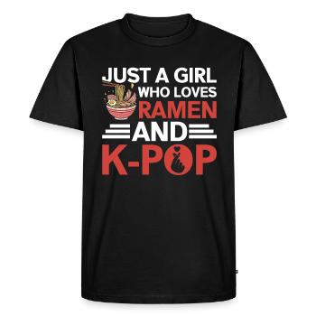 Ramen et K-Pop Marchandise Kawaii Finger Heart - T-shirt Premium bio Homme - noir - Devant - Nico (187cm)
