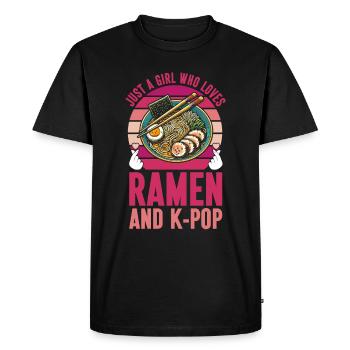 Ramen et K-Pop Marchandise Kawaii Finger Heart - T-shirt Premium bio Homme - noir - Devant - Nico (187cm)