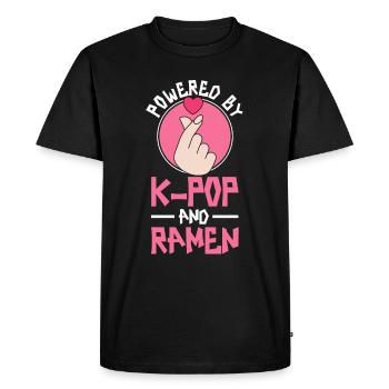 Ramen et K-Pop Marchandise Kawaii Finger Heart - T-shirt Premium bio Homme - noir - Devant - Nico (187cm)