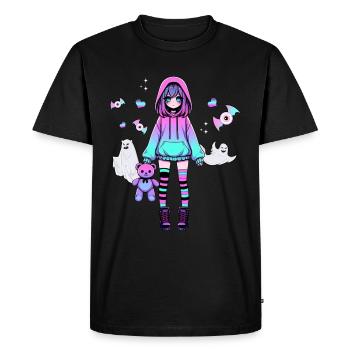 Pastel Goth Anime Girl With Teddy Bear Gothic - Men's Premium Organic T-Shirt - black - Front - Nico (187cm)