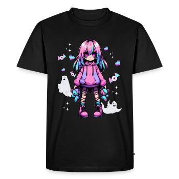 Pastel Goth Anime Girl With Teddy Bear Gothic - Men's Premium Organic T-Shirt - black - Front - Nico (187cm)