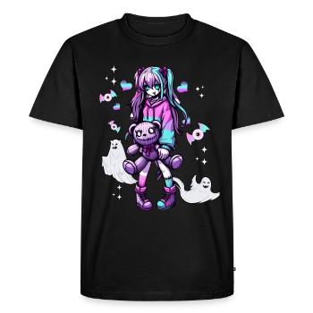 Pastel Goth Anime Girl With Teddy Bear Gothic - Men's Premium Organic T-Shirt - black - Front - Nico (187cm)