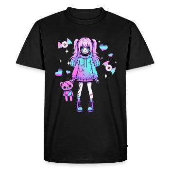 Pastel Goth Anime Girl With Teddy Bear Gothic - Men's Premium Organic T-Shirt - black - Front - Nico (187cm)