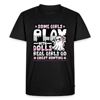 Les vraies filles partent à la chasse aux fantômes - T-shirt Premium bio Homme - noir - Devant - Nico (187cm)