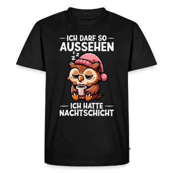 J’ai le droit d’avoir l’air d’avoir un hibou de nuit - T-shirt Premium bio Homme - noir - Devant - Nico (187cm)