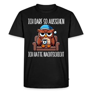 I'm allowed to look like I had night shift owl - Men's Premium Organic T-Shirt - black - Front - Nico (187cm)
