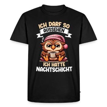 I'm allowed to look like I had night shift owl - Men's Premium Organic T-Shirt - black - Front - Nico (187cm)