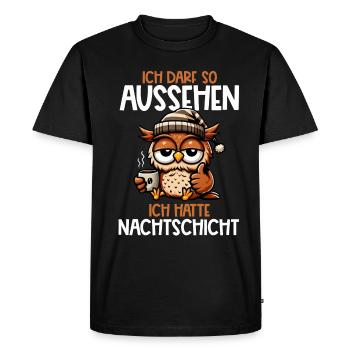 I'm allowed to look like I had night shift owl - Men's Premium Organic T-Shirt - black - Front - Nico (187cm)