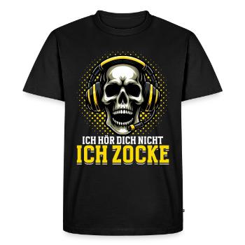 Je ne t’entends pas, je joue, je joue, je joue - T-shirt Premium bio Homme - noir - Devant - Nico (187cm)