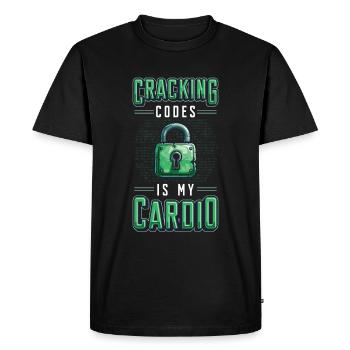 Cracking Codes Is My Cardio - Cryptologic - Men's Premium Organic T-Shirt - black - Front - Nico (187cm)