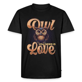 Owl You Need Is Love Eule - Men's Premium Organic T-Shirt - black - Front - Nico (187cm)