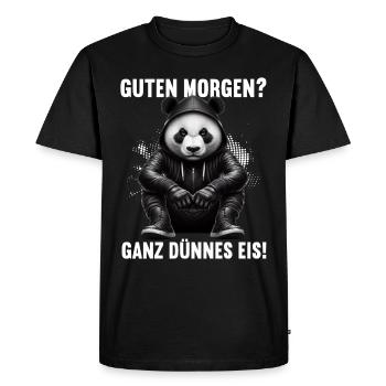 Bonjour très mince glace drôle panda café - T-shirt Premium bio Homme - noir - Devant - Nico (187cm)