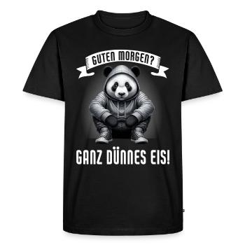 Bonjour très mince glace drôle panda café - T-shirt Premium bio Homme - noir - Devant - Nico (187cm)