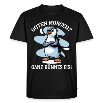 Good morning very thin ice cream friend penguin - Men's Premium Organic T-Shirt - black - Front - Nico (187cm)