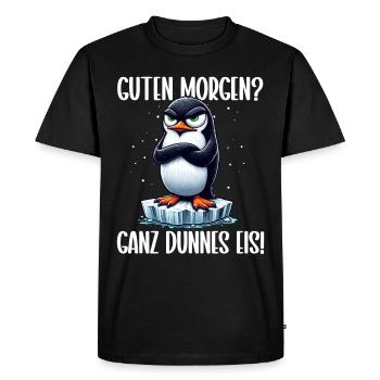 Good morning very thin ice cream friend penguin - Men's Premium Organic T-Shirt - black - Front - Nico (187cm)